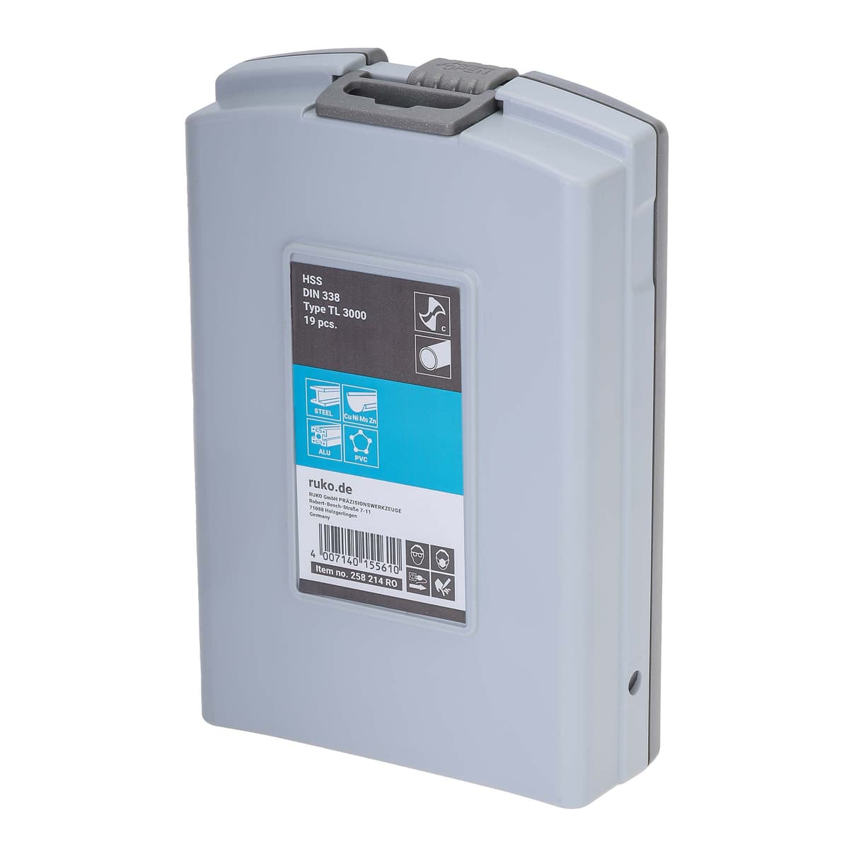 Набор сверл RUKO HSS-G 130° TL3000 DIN338 1,0-10,0 мм 19 шт 258214RO