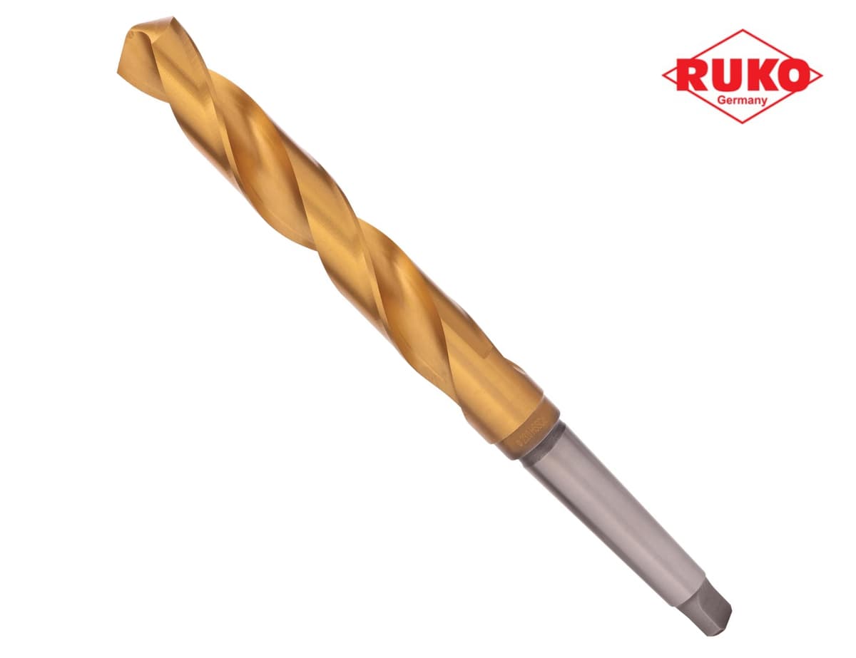 Сверло с коническим хвостовиком RUKO HSSE-Co5 TiN 23,0x253/155 мм DIN345 h8 6xD 118° KM2 204230T