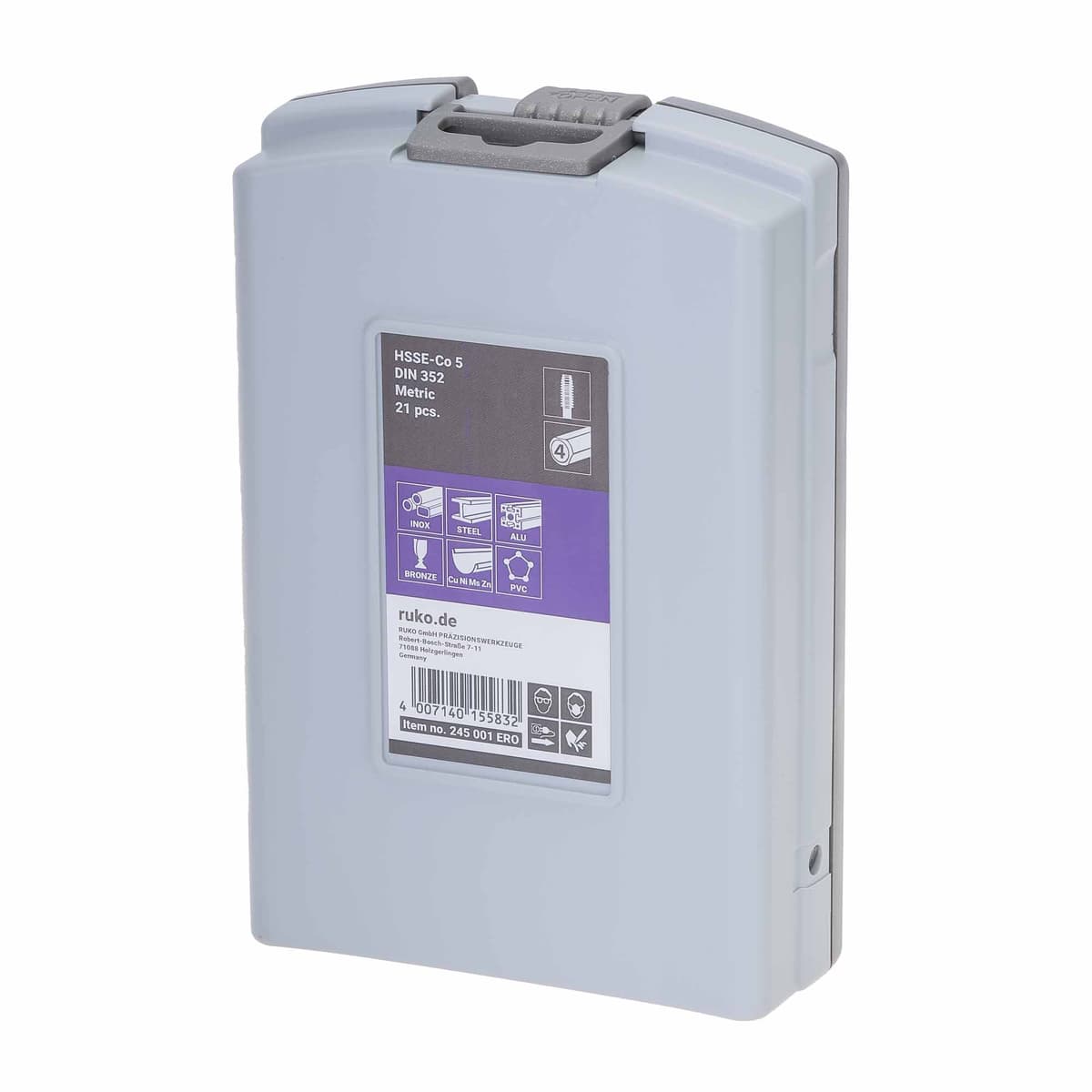 Набор комплектных метчиков RUKO 21 предмет M3-M12 HSSE DIN352 245001ERO