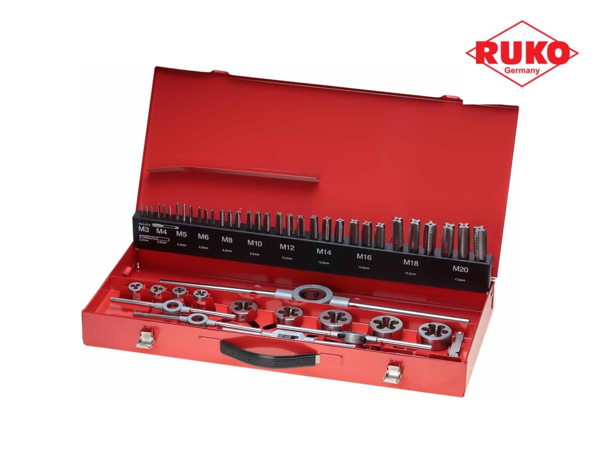 Набор метчиков и плашек RUKO 54 предмета HSS-G M3-M20 245040