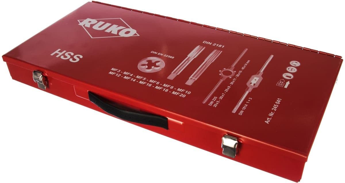 Набор метчиков и плашек RUKO 43 предмета HSS-G MF3-MF20 245041