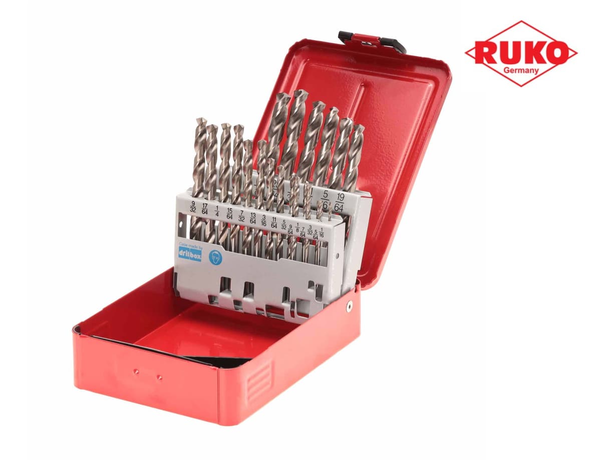Набор сверл дюймовых RUKO HSS-G 118° DIN 338 1/16"-3/8" 21 шт 214850RO