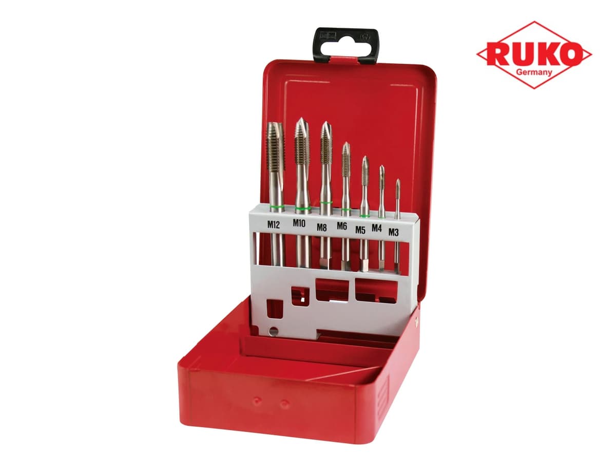 Набор машинных метчиков RUKO 7 предметов M3-M12 HSSE DIN371/376 245061