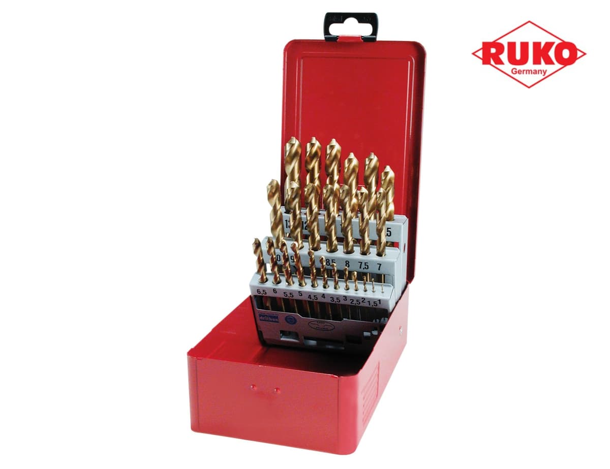 Набор сверл RUKO HSS-G TiN 118° DIN338 1,0-13,0 мм 25 шт 250215T