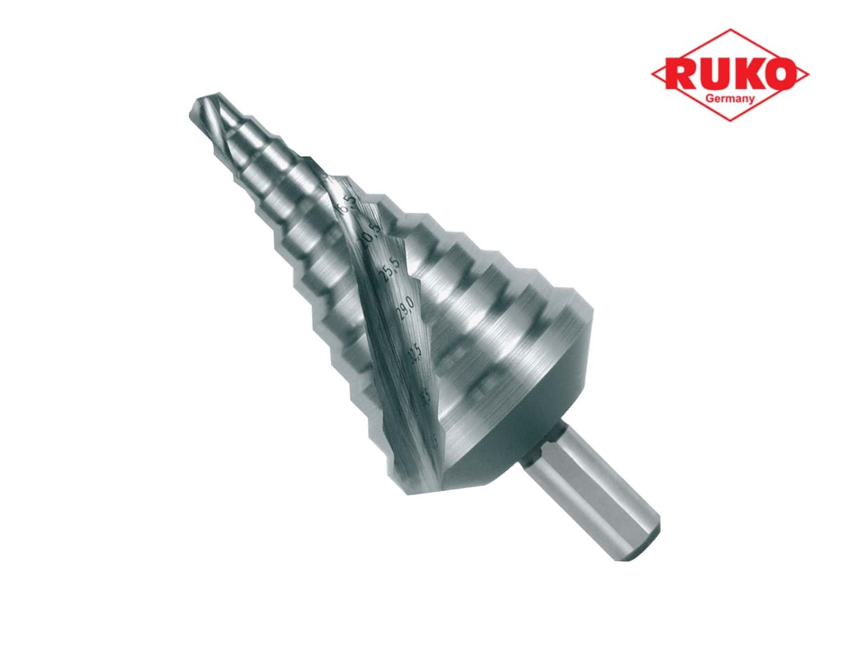 Сверло ступенчатое по металлу RUKO HSS-G 6,5-40,5 мм 11 ступ. L=96 мм d=10 мм 101090