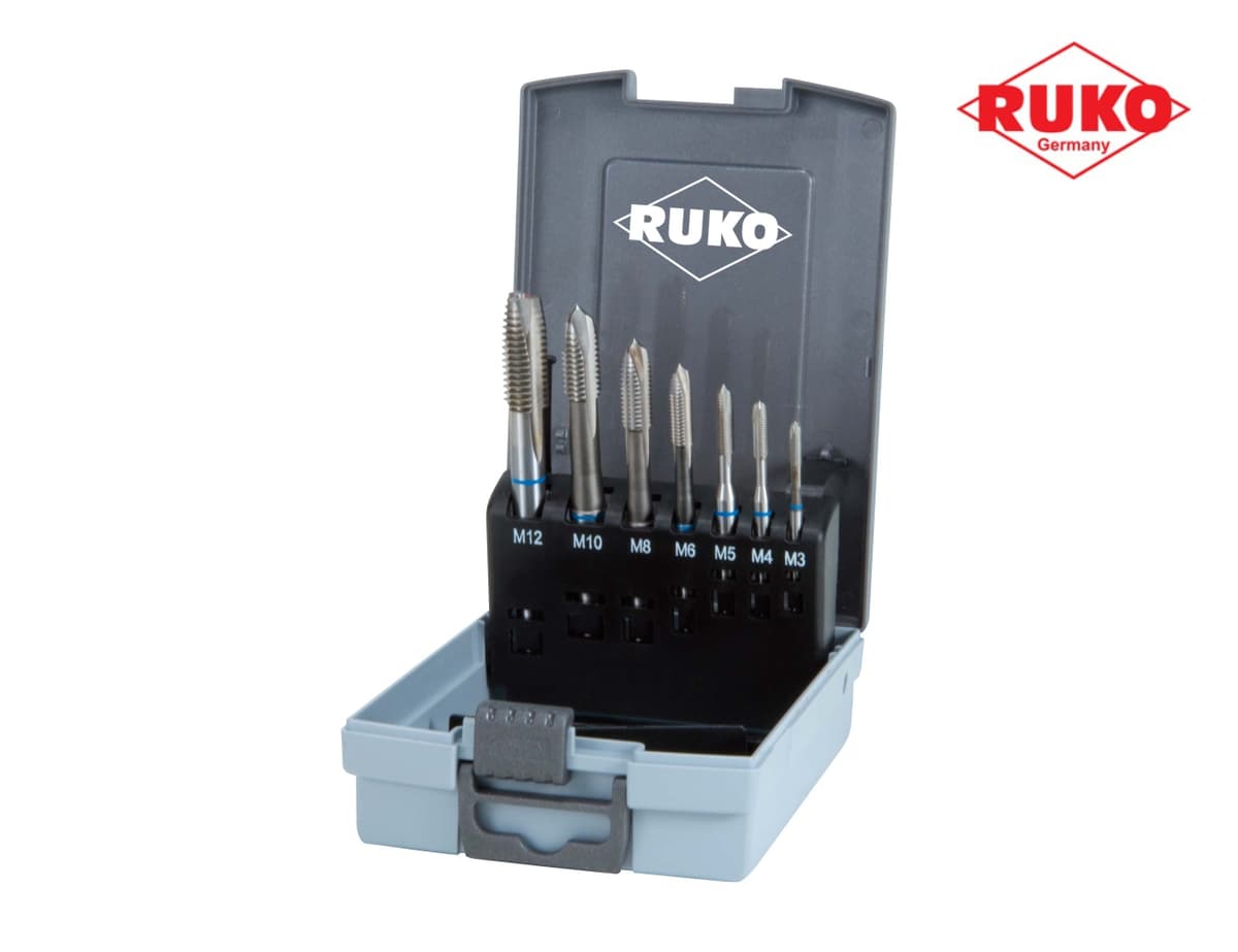 Набор машинных метчиков RUKO 7 предметов M3-M12 HSS-G DIN371/376 245057RO