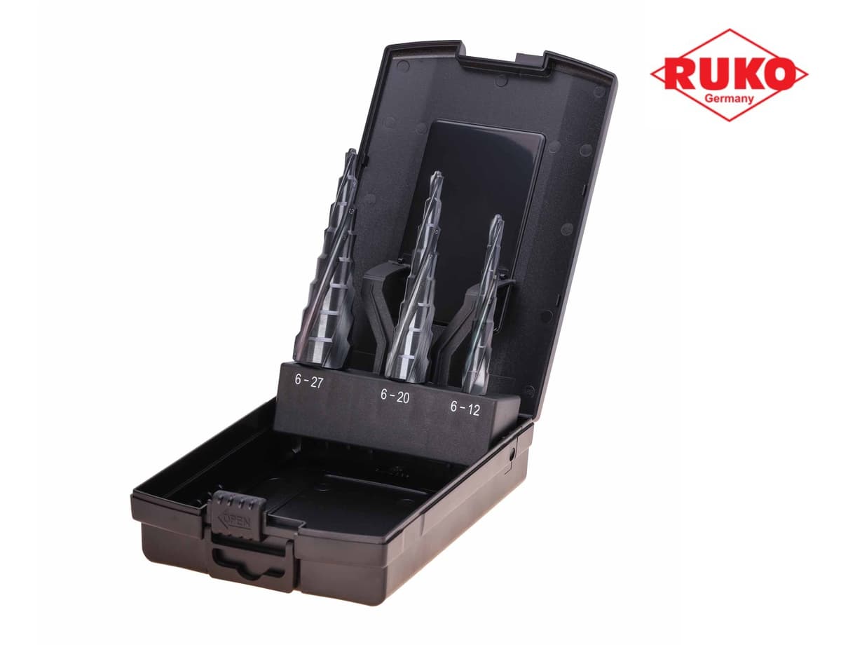 Набор ступенчатых сверл RUKO UltimateCUT HSS-G RUnaTEC 6-12/6-20/6-27 мм 3 шт 101087PRO