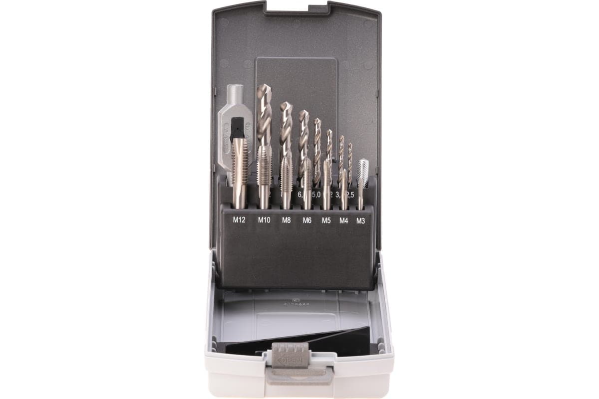 Набор метчиков однопроходных RUKO M3-M12 HSS-G DIN352 + вороток, сверла 15 шт 245004RO