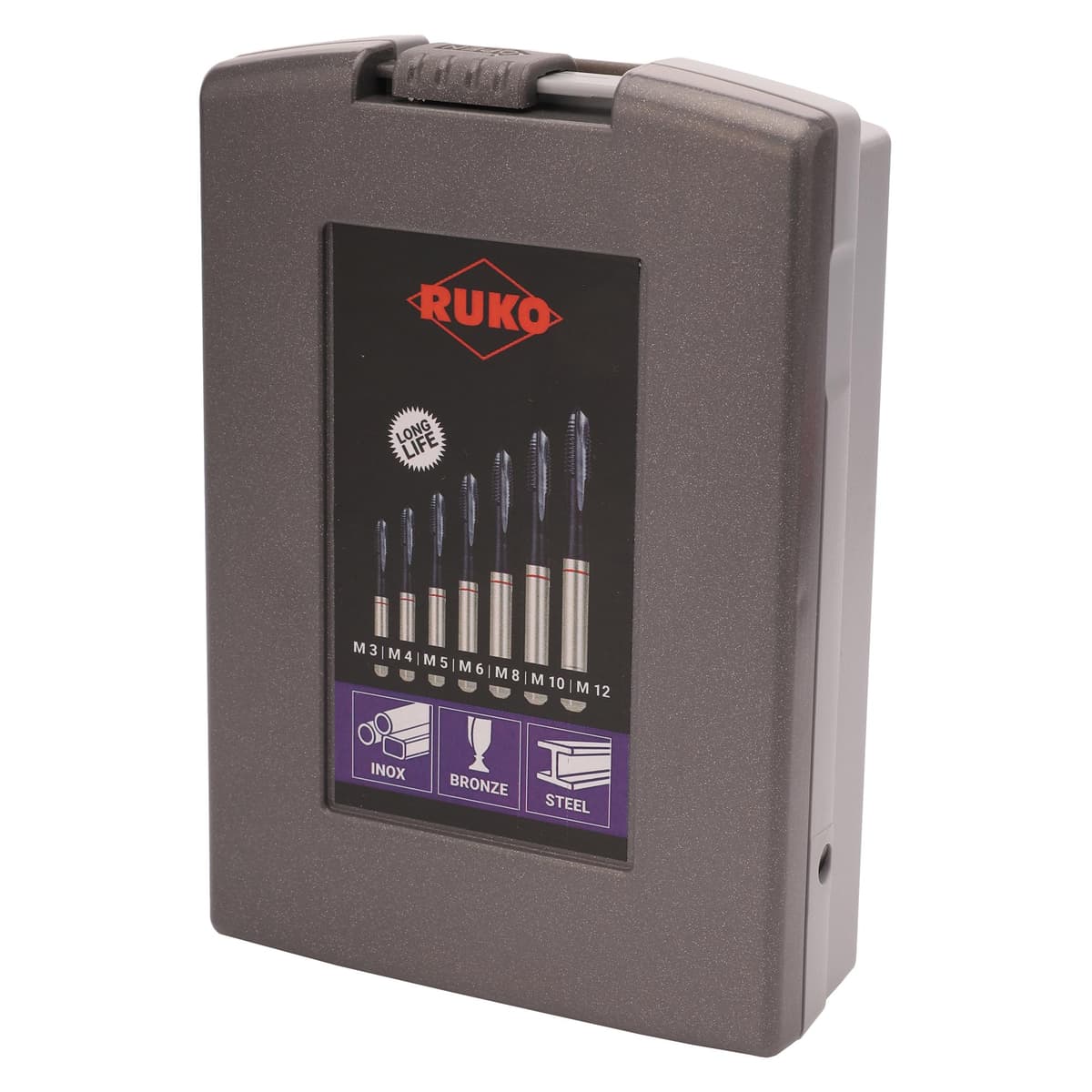 Набор машинных метчиков RUKO 7 предметов M3-M12 HSSE-TiALN DIN371/376 245068RO