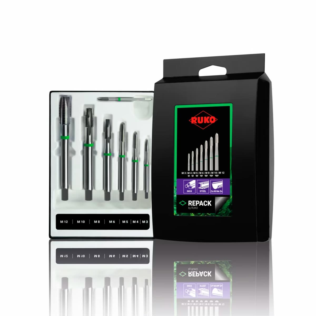 Набор машинных метчиков RUKO 7 предметов M3-M12 HSSE DIN371/376 245061RK