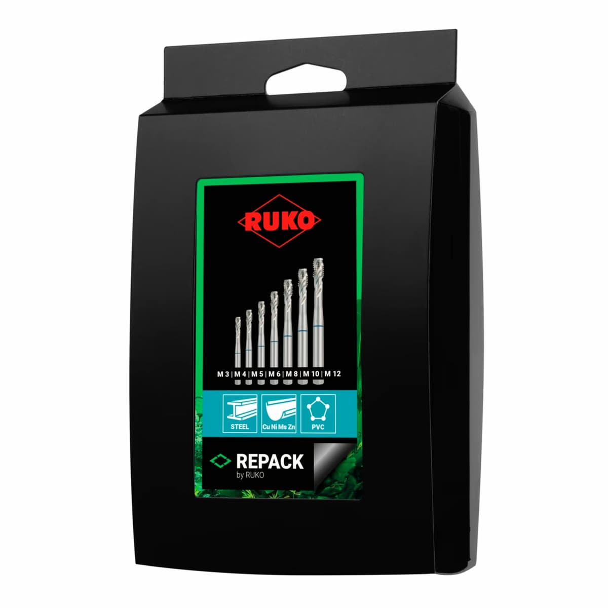 Набор винтовых машинных метчиков RUKO 7 предметов M3-M12 HSS-G DIN371/376 245058RK
