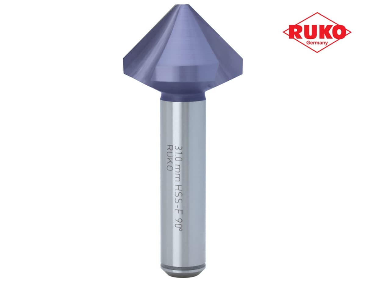 Зенковка RUKO ц/х 90° 31,0 мм HSS-G TiALN 3z DIN335C L71 мм Ø12 мм M16(BF) 102125F