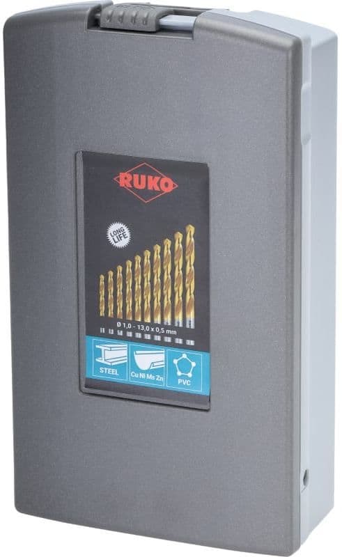 Набор сверл RUKO HSS-G TiN 118° DIN338 1,0-13,0 мм 25 шт 250215TRO