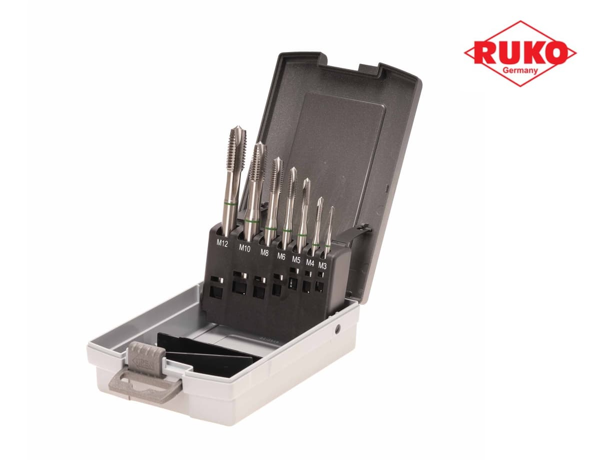 Набор машинных метчиков RUKO 7 предметов M3-M12 HSSE DIN371/376 245061RO