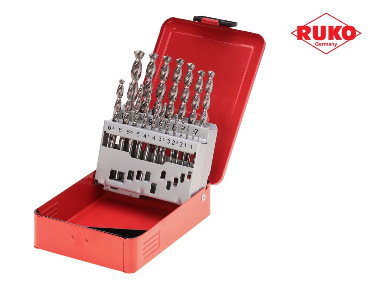Набор сверл RUKO HSSE-Co5 130° UTL3000 DIN338 1,0-10,0 мм 19 шт 229214