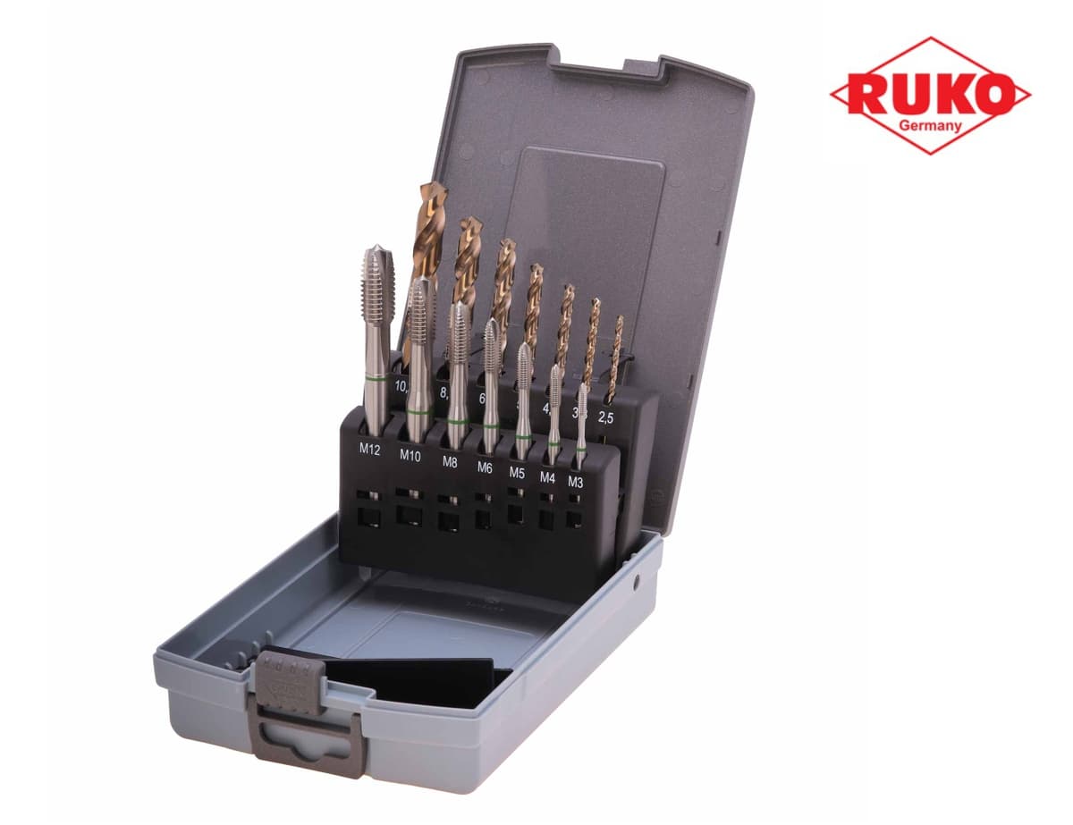 Набор машинных метчиков RUKO 14 предметов M3-M12 HSSE DIN371/376 245051RO