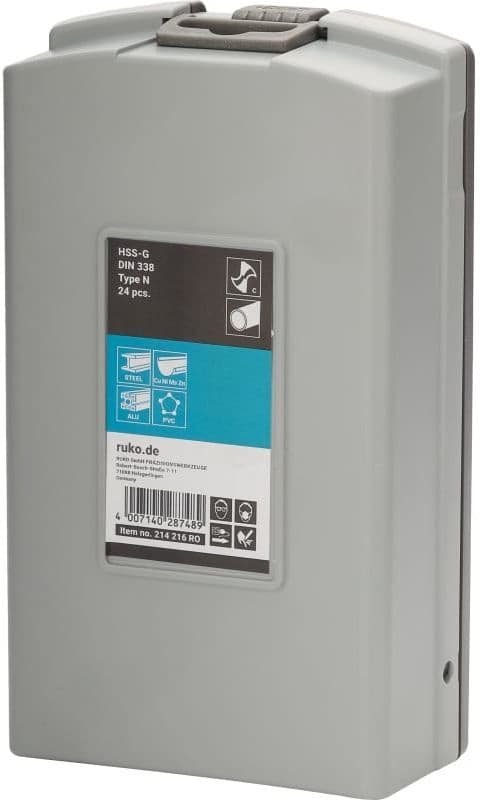 Набор сверл RUKO HSS-G 118° DIN338 1,0-10,5 мм 24 шт 214216RO