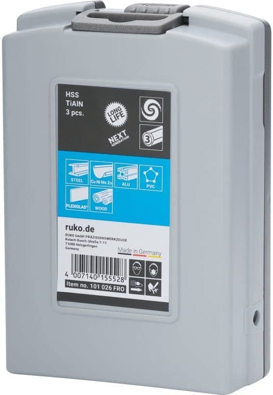 Набор ступенчатых сверл RUKO NextGeneration HSS-G TiALN 4-12/4-20/4-30 мм 3 шт 101026FRO