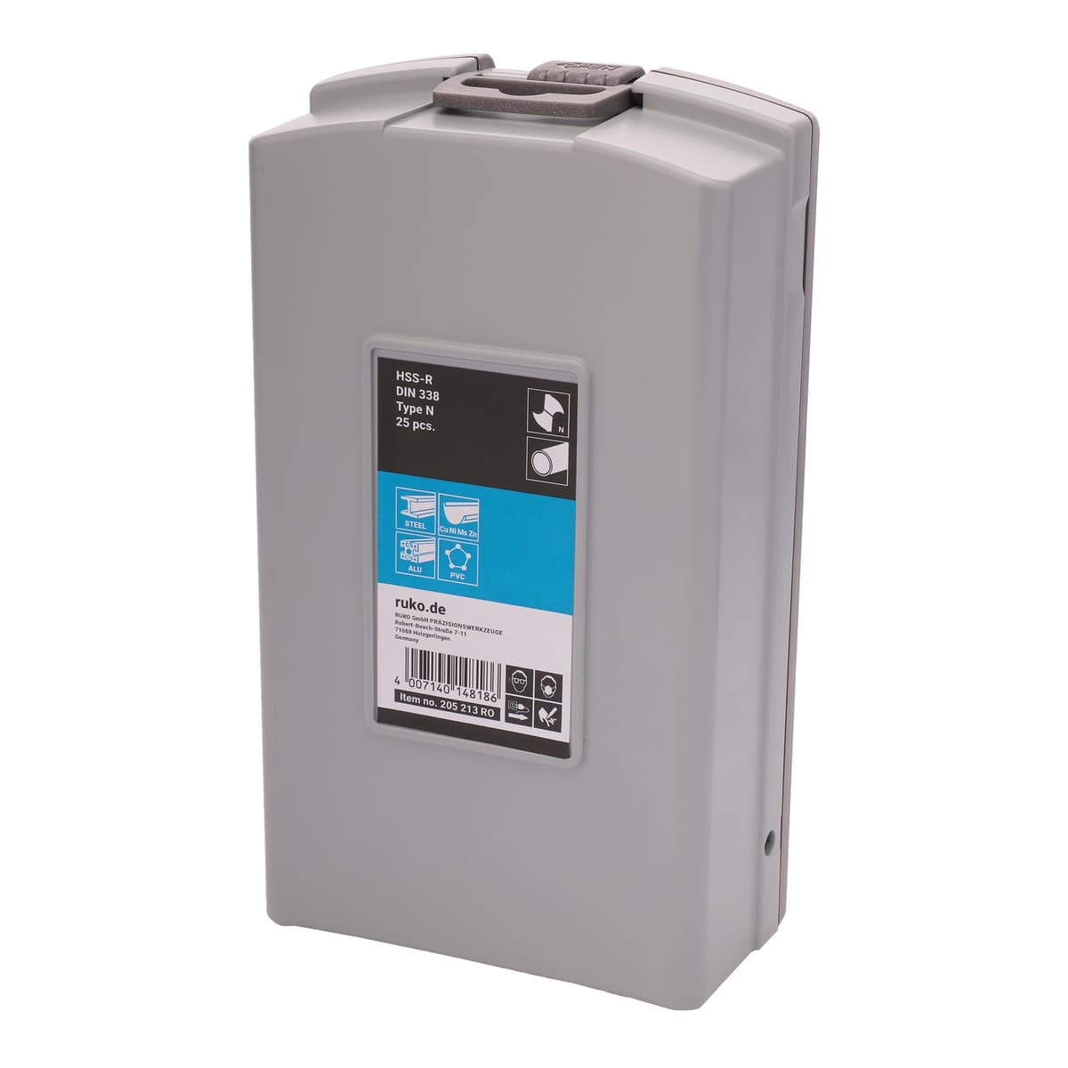 Набор сверл RUKO HSS-R 118° DIN338 1,0-13,0 мм 25 шт 205213RO