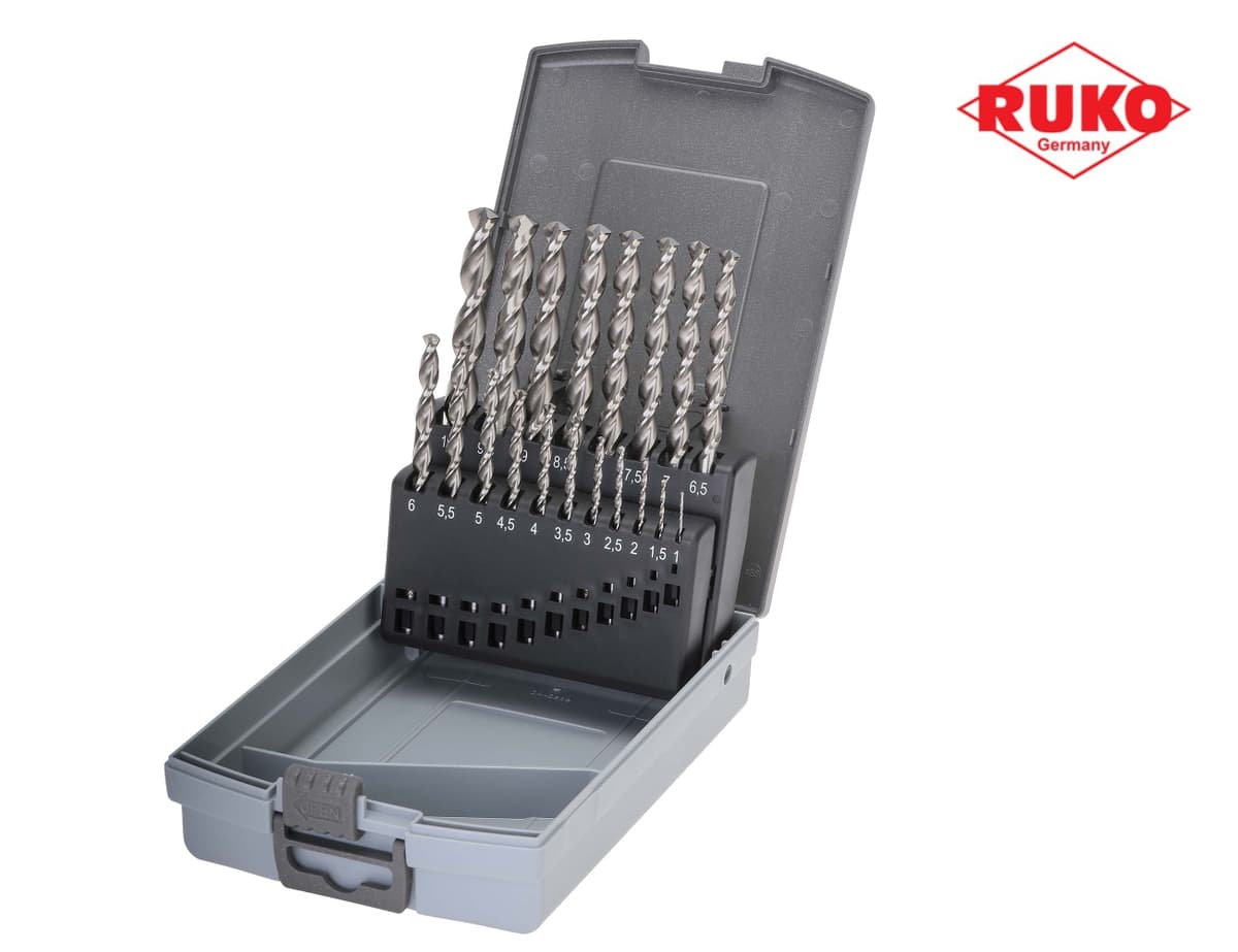Набор сверл RUKO HSS-G 130° TL3000 DIN338 1,0-10,0 мм 19 шт 258214RO