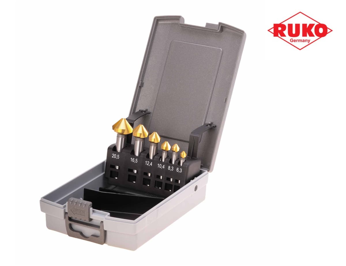 Набор зенковок RUKO 90° 6,3-20,5 мм DIN335C HSS-G TiN 3z 6 шт 102152TRO