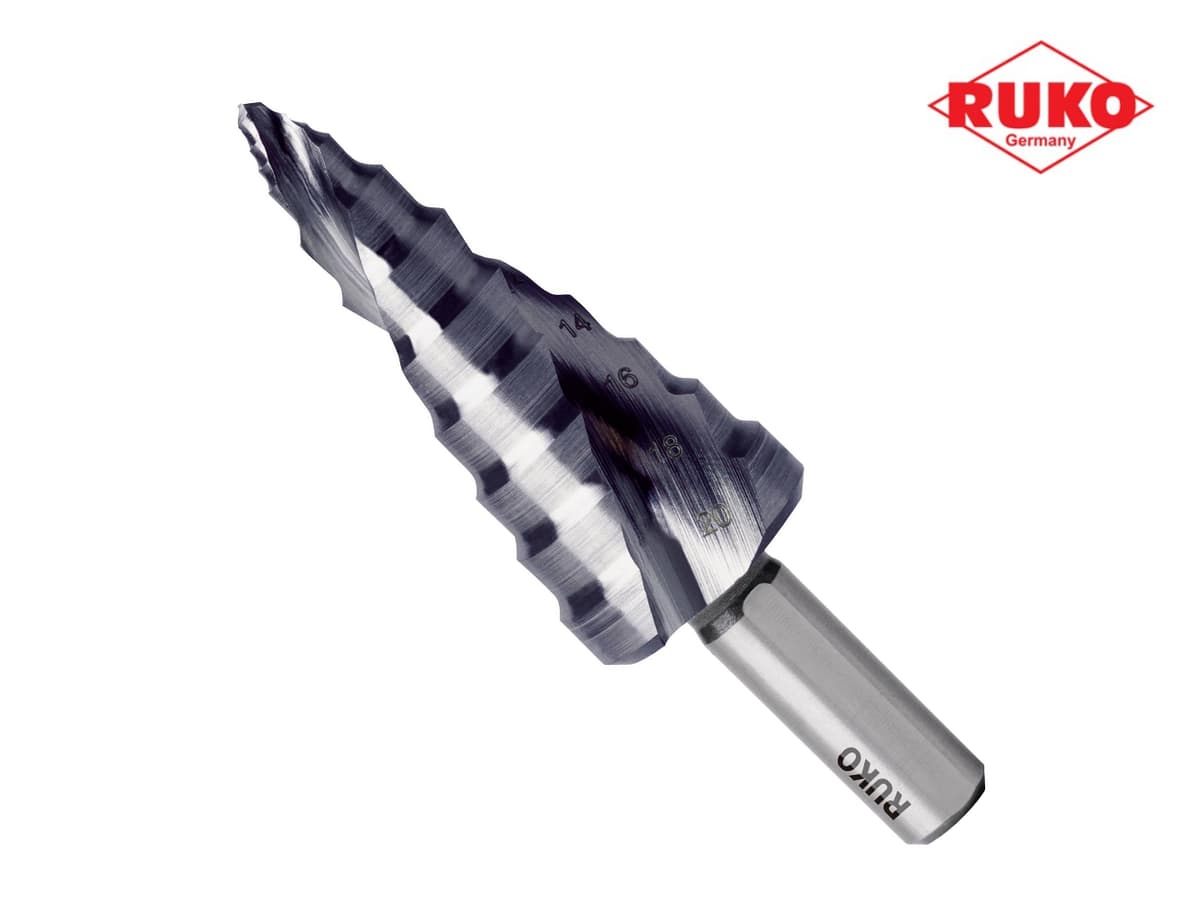 Сверло ступенчатое по металлу RUKO UltimateCUT FlowStep HSS-G RUnaTEC 6,0-20,0 мм 8 ступ. L=70 мм d=8 мм 101651P