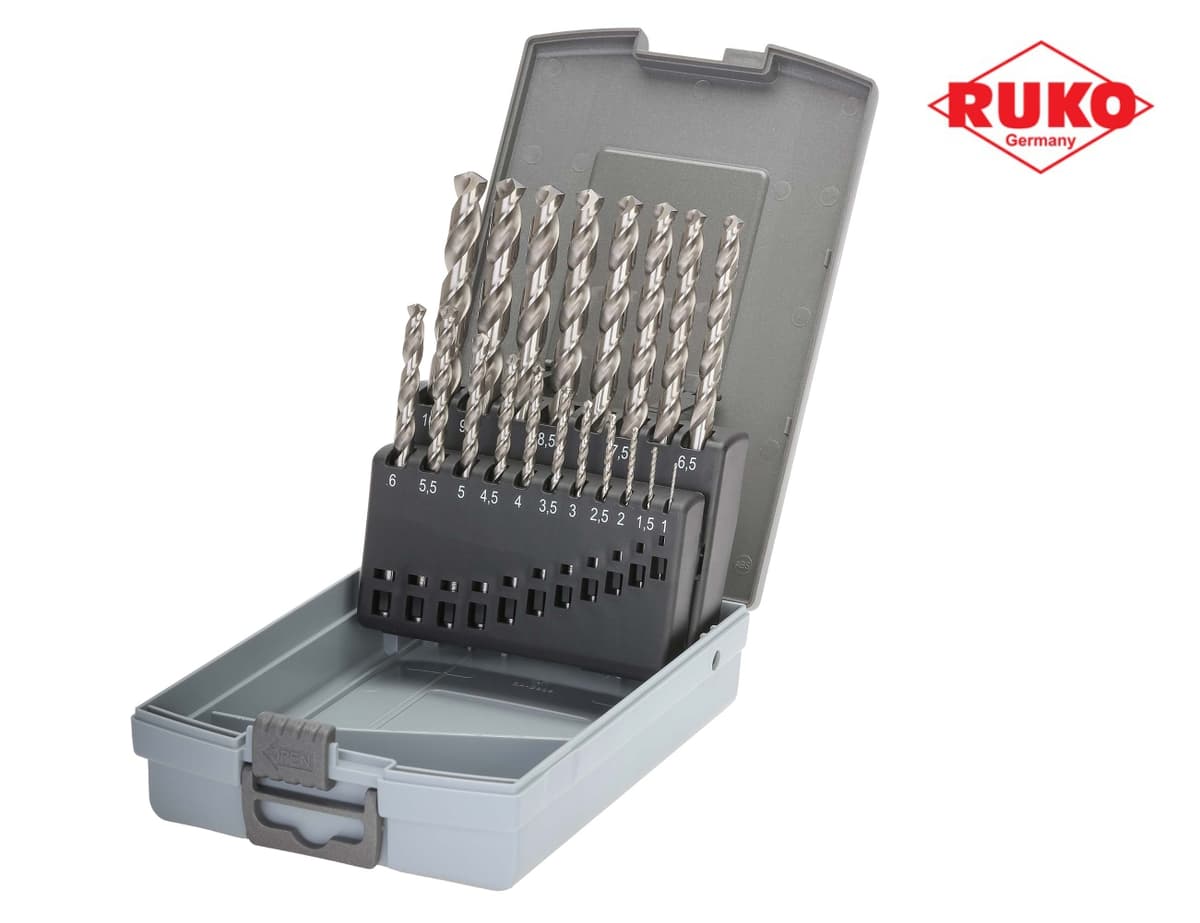 Набор сверл RUKO HSSE-Co8 VA 130° DIN338 1,0-10,0 мм 19 шт 281214ERO