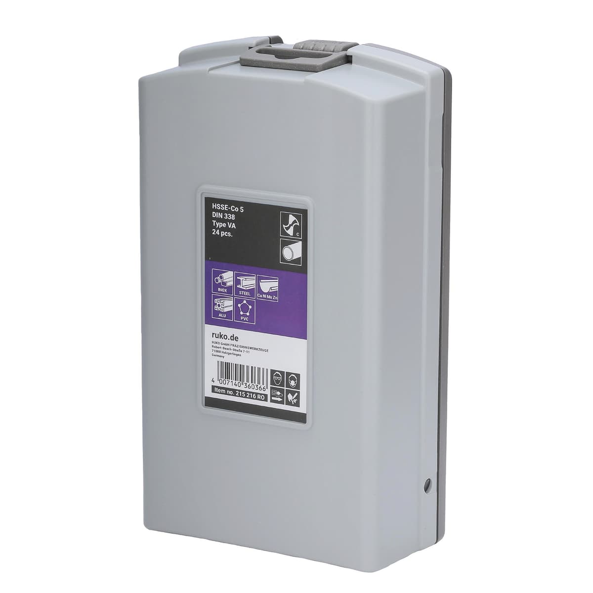 Набор сверл RUKO HSSE-Co5 130° DIN338 1,0-10,5 мм 24 шт 215216RO