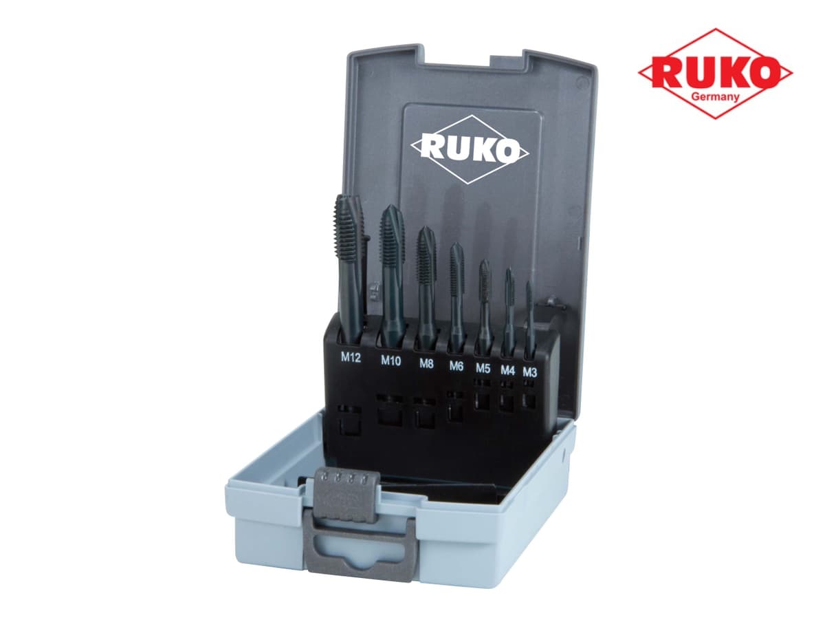 Набор машинных метчиков RUKO 7 предметов M3-M12 HSSE-VAP DIN371/376 245063RO
