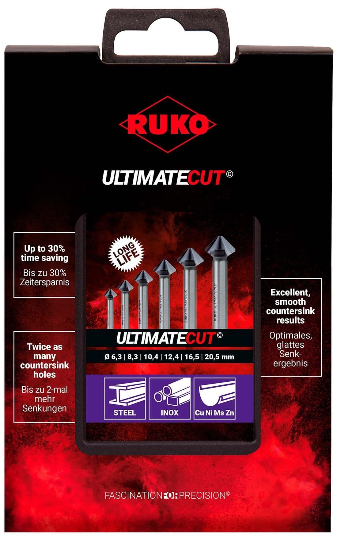 Набор зенковок RUKO UltimateCut 90° 6,3-20,5 мм HSS-G RUnaTEC 3z 6 шт 102790PRO