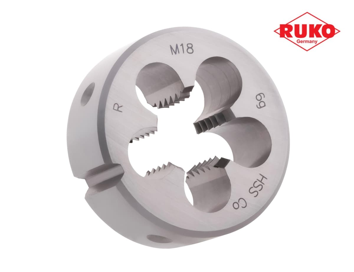Плашка правая метрическая RUKO М18х2,5 мм HSSE DIN EN 22568 6g 45х18 мм 237180E