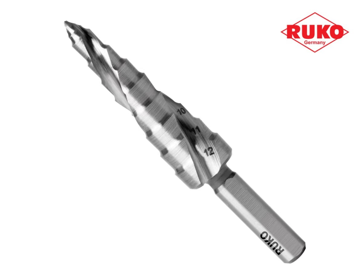 Сверло ступенчатое по металлу RUKO UltimateCUT FlowStep HSS-G 5,0-12,0 мм 7 ступ. L=66 мм d=6 мм 101650-9