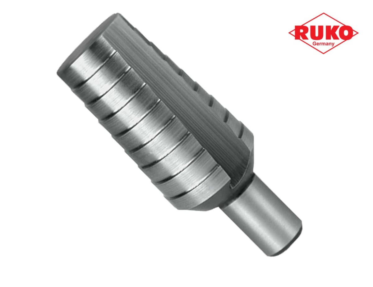 Сверло ступенчатое без острия RUKO HSS-G 12,0-20,0 мм 9 ступ. L=66 мм d=8 мм 101361