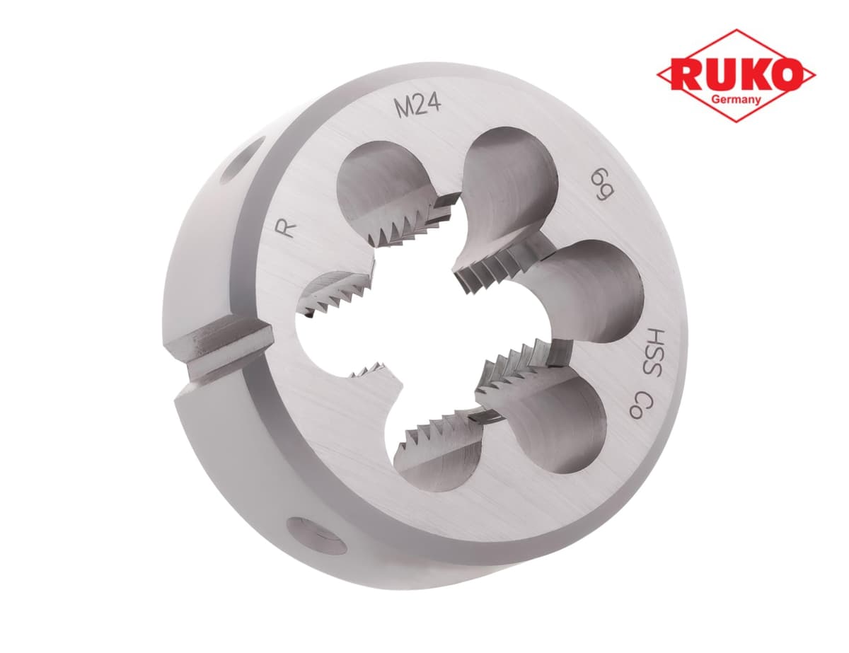 Плашка правая метрическая RUKO М24х3,0 мм HSSE DIN EN 22568 6g 55х22 мм 237240E