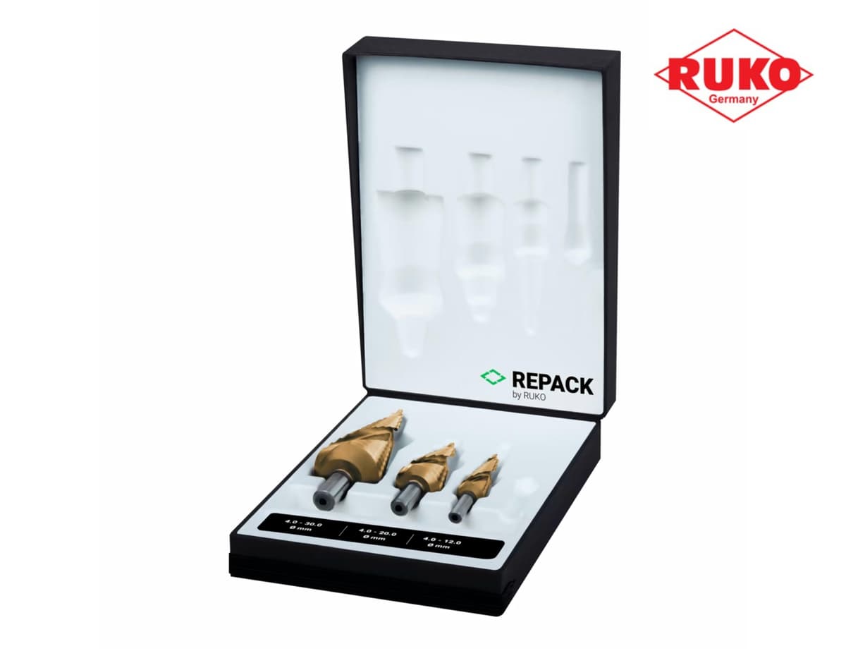 Набор ступенчатых сверл RUKO NextGeneration HSS-G TiN 4-12/4-20/4-30 мм 3 шт 101026TRK