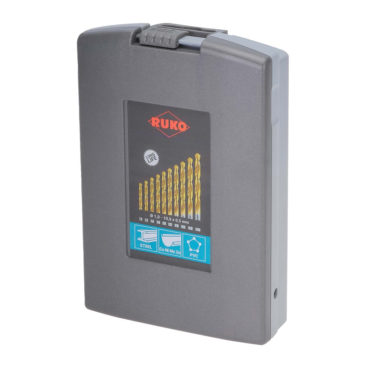 Набор сверл RUKO HSS-G TiN 118° DIN338 1,0-10,0 мм 19 шт 250214TRO