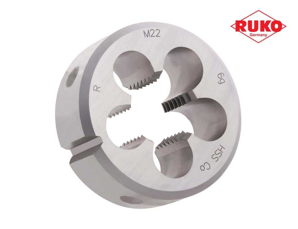 Плашка правая метрическая RUKO М22х2,5 мм HSSE DIN EN 22568 6g 55х22 мм 237220E