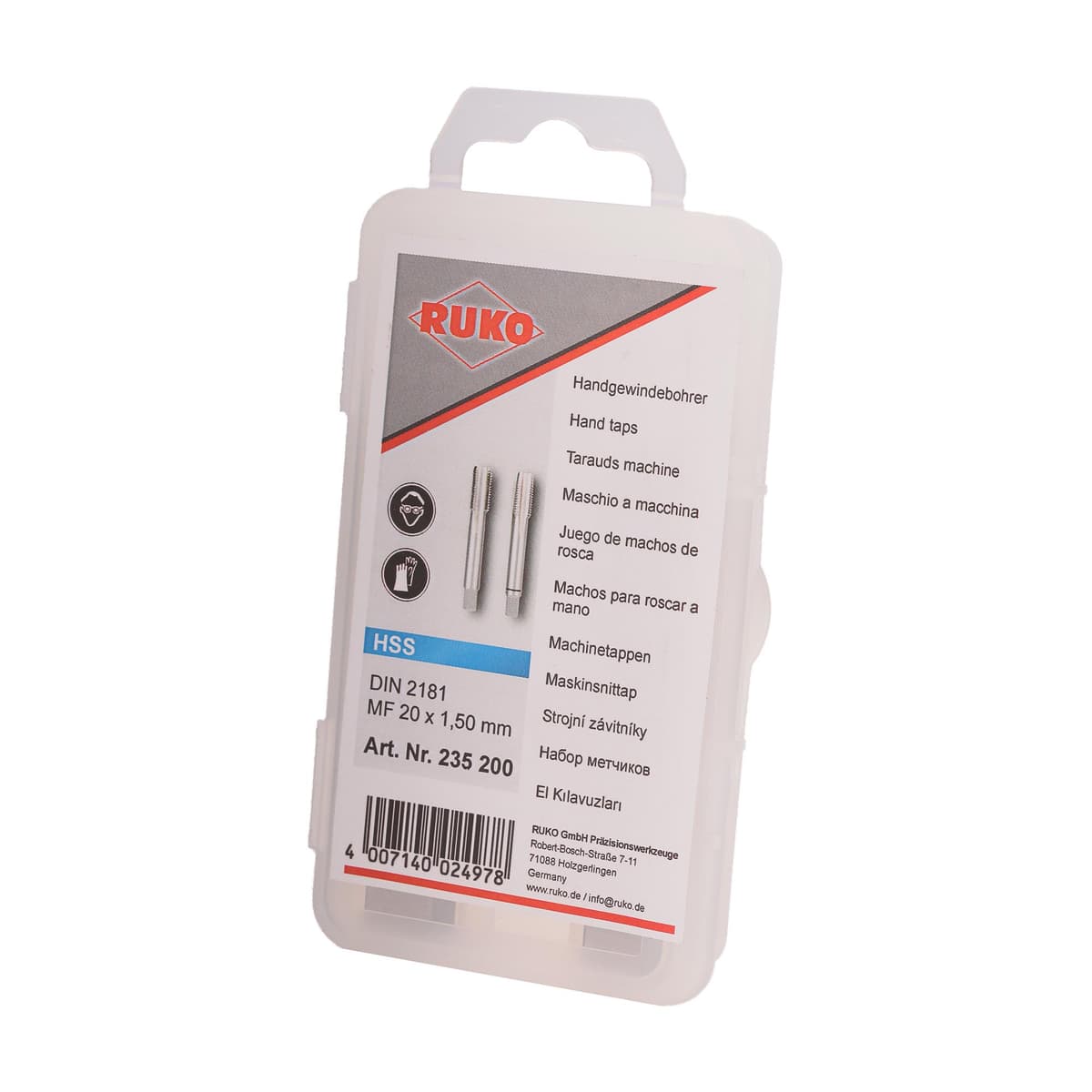Набор метчиков RUKO HSS-G DIN2181 6h метрическая резьба М20х1,5 мм 2 шт 235200