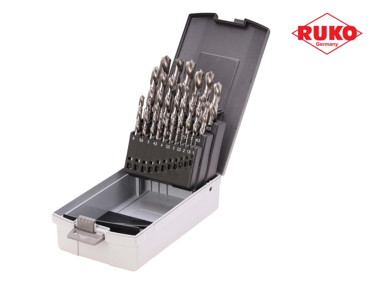 Набор сверл левого вращения RUKO HSS-G 118° DIN338 1,0-13,0 мм 25 шт 214215LIRO