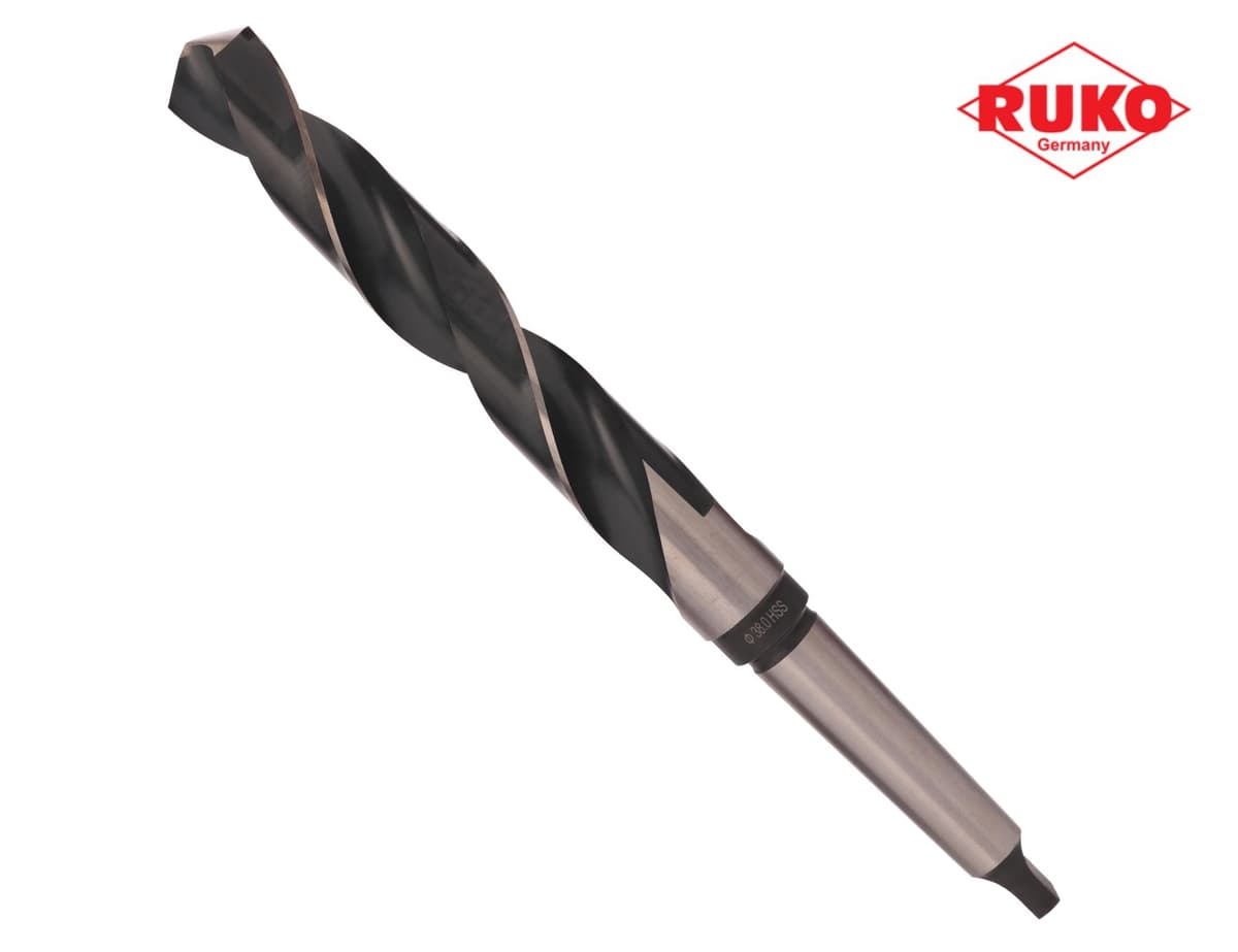 Сверло с коническим хвостовиком RUKO HSS-G 38,0x349/200 мм DIN345 h8 6xD 118° KM4 204380