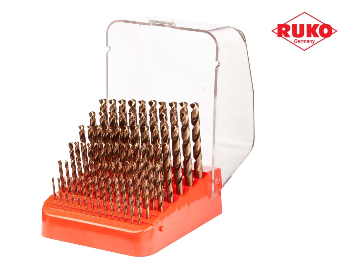 Набор сверл RUKO HSSE-Co5 130° DIN338 1,0-10,0 мм 91 шт 215223