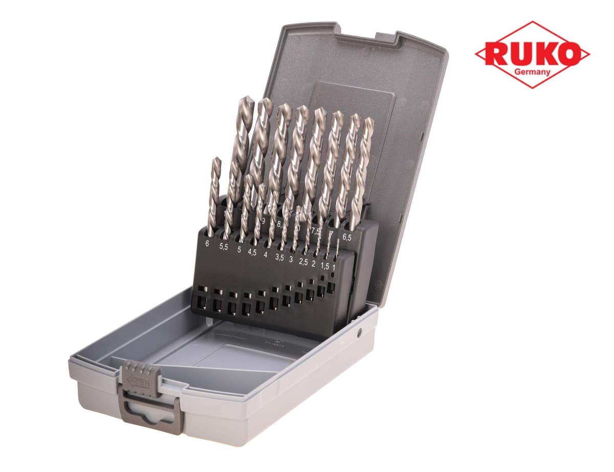 Набор сверл левого вращения RUKO HSS-G 118° DIN338 1,0-10,0 мм 19 шт 214214LIRO