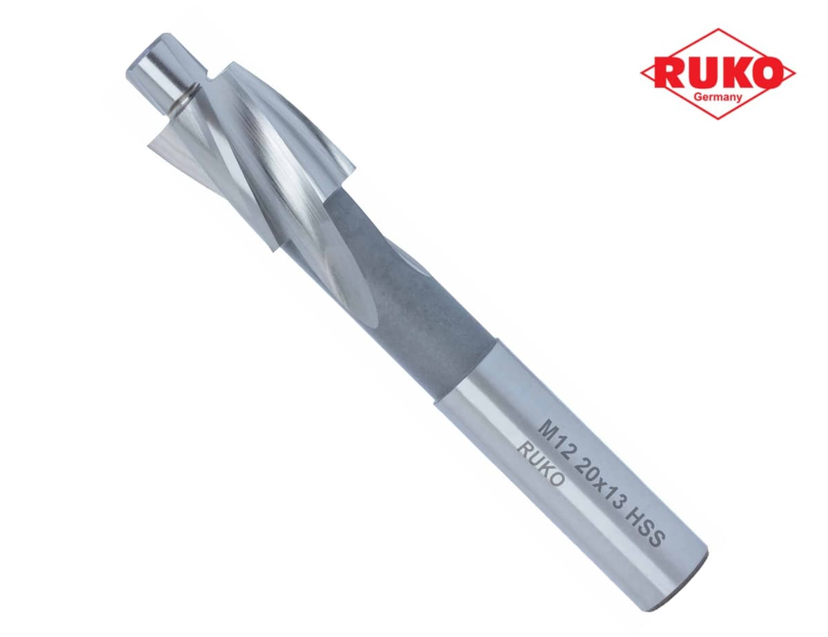 Цековка (проходная чистовая) RUKO HSS-G ц/х M12 13,0/20 мм DIN373 180° 102407