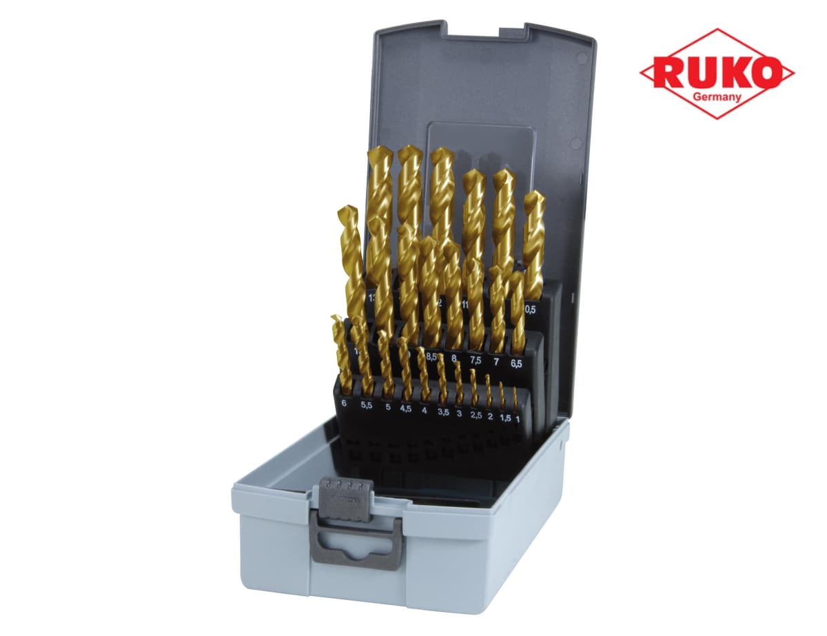 Набор сверл RUKO HSS-G TiN 118° DIN338 1,0-13,0 мм 25 шт 250215TRO