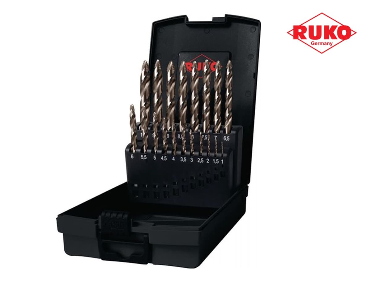 Набор сверл RUKO HSSE-Co5 FlowSTEP DIN338 1,0-10,0 мм 19 шт 259214ERO