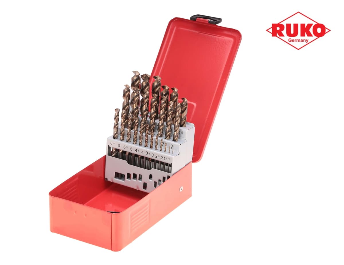 Набор сверл RUKO HSSE-Co5 135° DIN338 1,0-13,0 мм 25 шт 228215