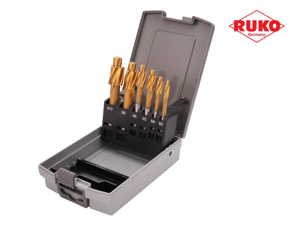 Набор цековок RUKO М3-M10 DIN373 (проходные) HSS-TiN 6 шт 102450TRO