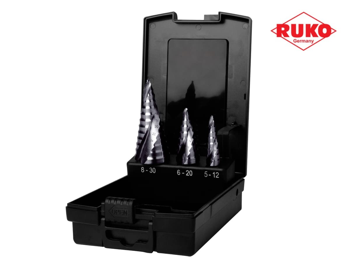 Набор ступенчатых сверл RUKO UltimateCUT HSS-G RUnaTEC 5-12/6-20/8-30 мм 3 шт 101626PRO