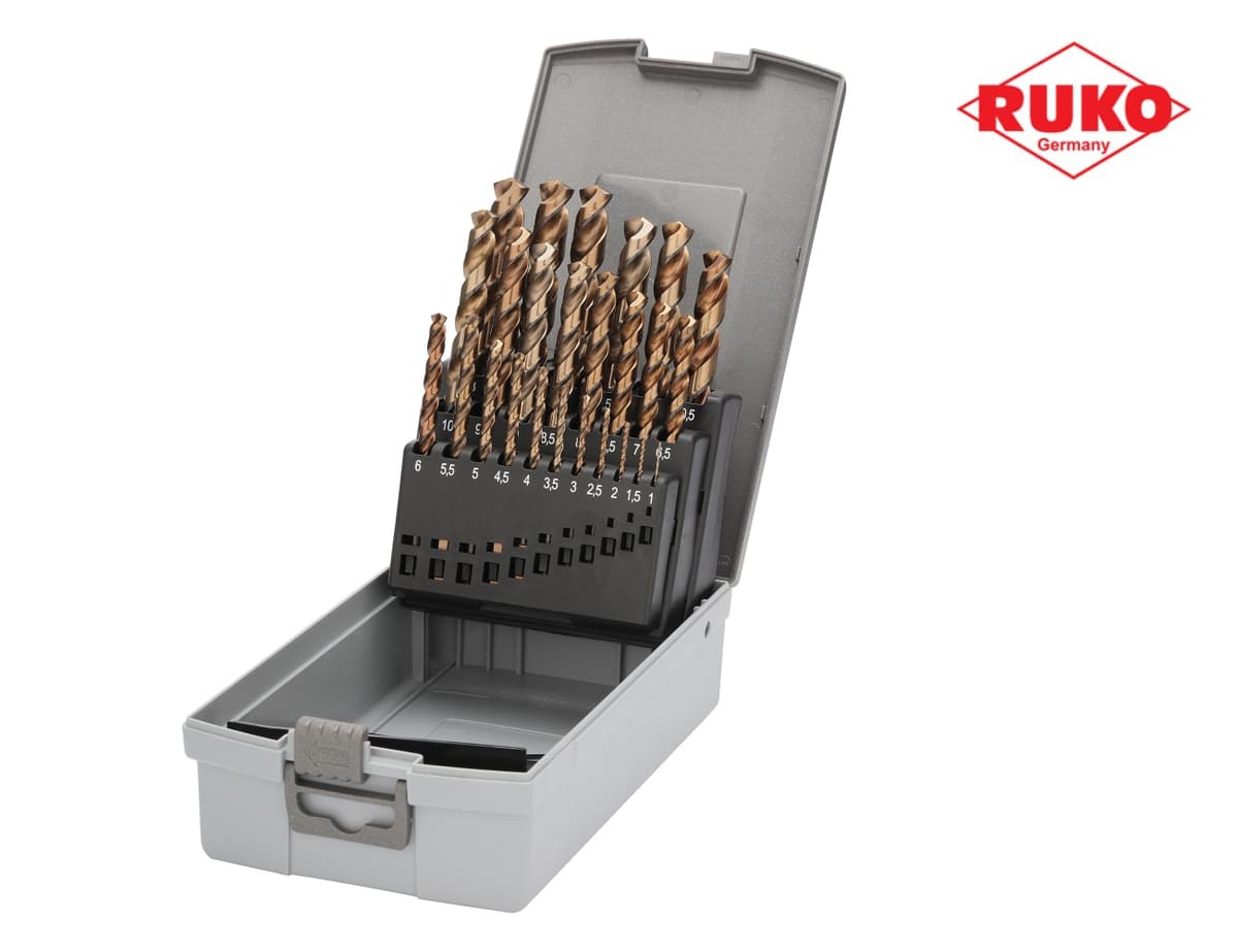 Набор сверл RUKO HSSE-Co5 130° DIN338 1,0-13,0 мм 25 шт 228215RO