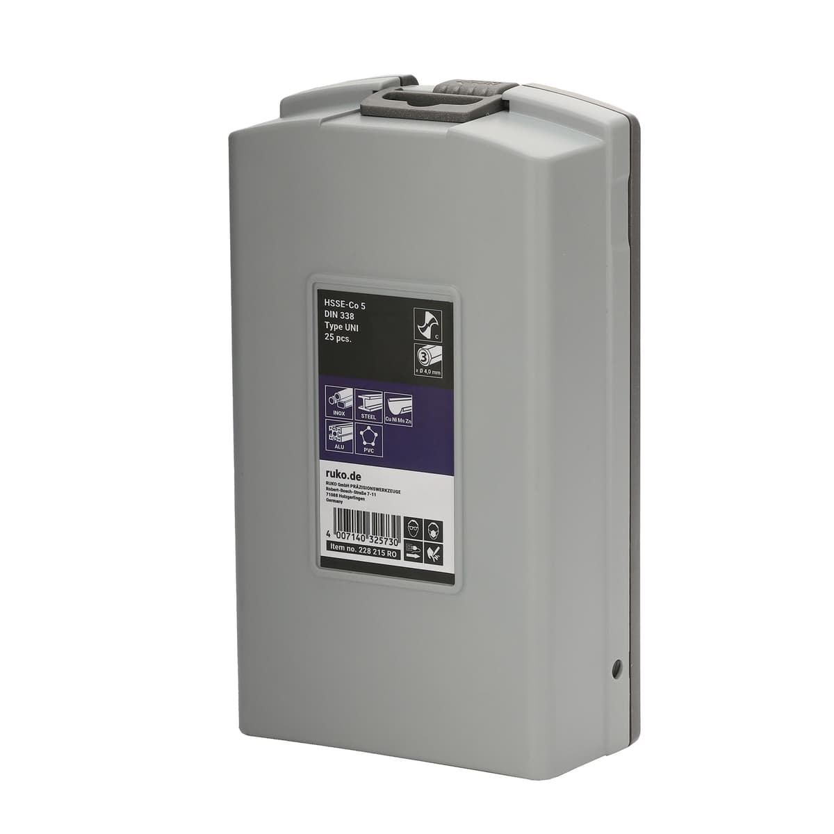 Набор сверл RUKO HSSE-Co5 130° DIN338 1,0-13,0 мм 25 шт 228215RO